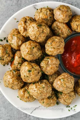 plated Chicken Meatballs