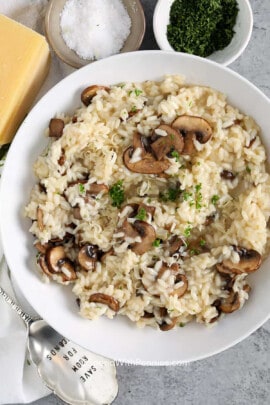 Creamy Mushroom Risotto in a bowl