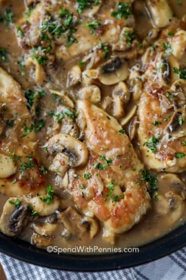 Easy Chicken Marsala Recipe cooking in the pot