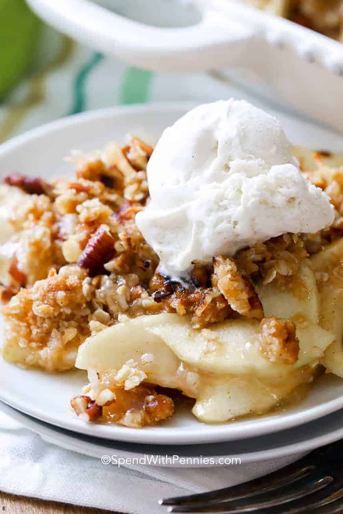 Homemade Apple Crisp Recipe on a plate