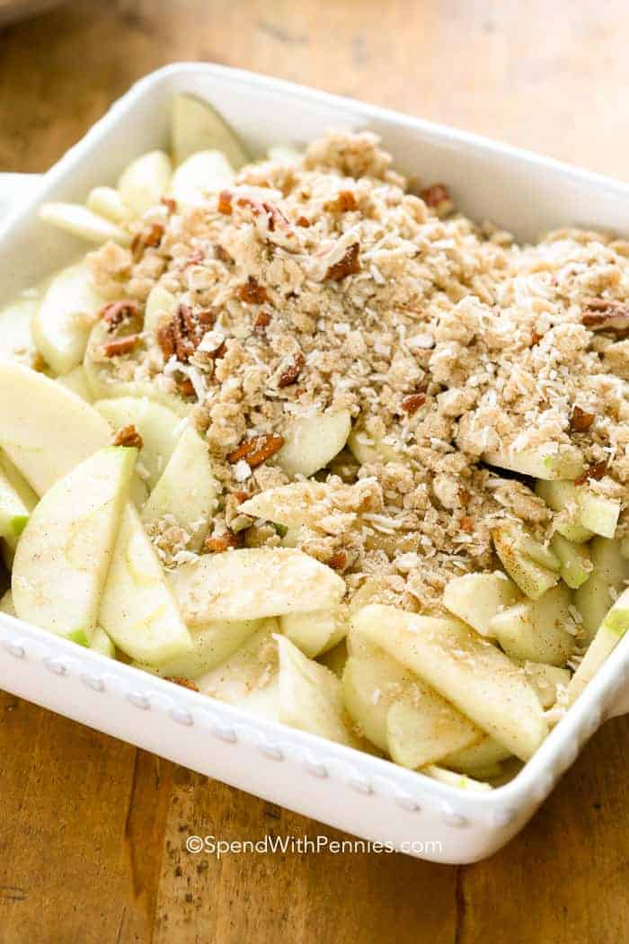 Apple Crisp ready to go in the oven