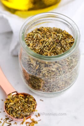 Greek Seasoning in a glass jar