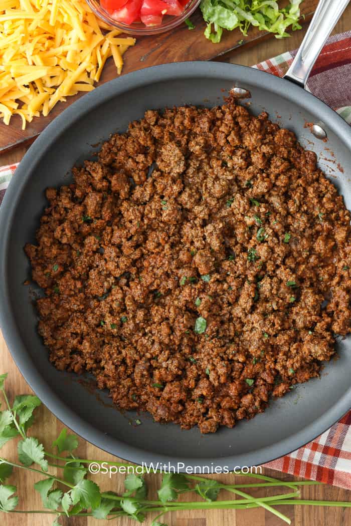 Ground beef in a pan