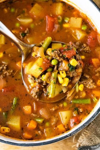 Hamburger Soup with a ladle