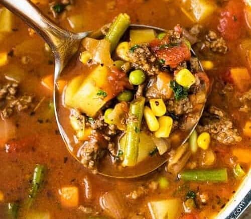 Hamburger Soup with a ladle