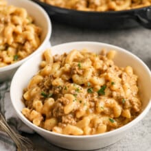 homemade one pot cheeseburger macaroni in a bowl