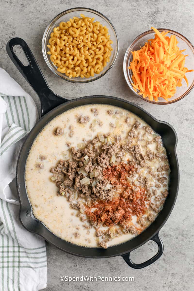 cream added to in a cast iron pan