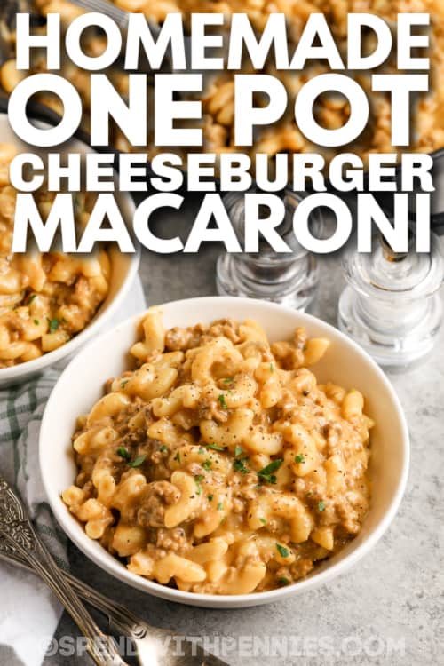 homemade one pot cheeseburger macaroni with text