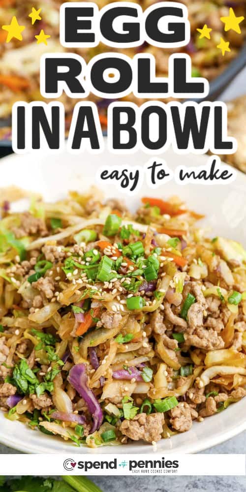 A bowl of egg roll in a bowl with text