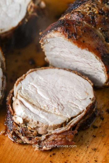 Sliced Bacon Wrapped Pork Tenderloin