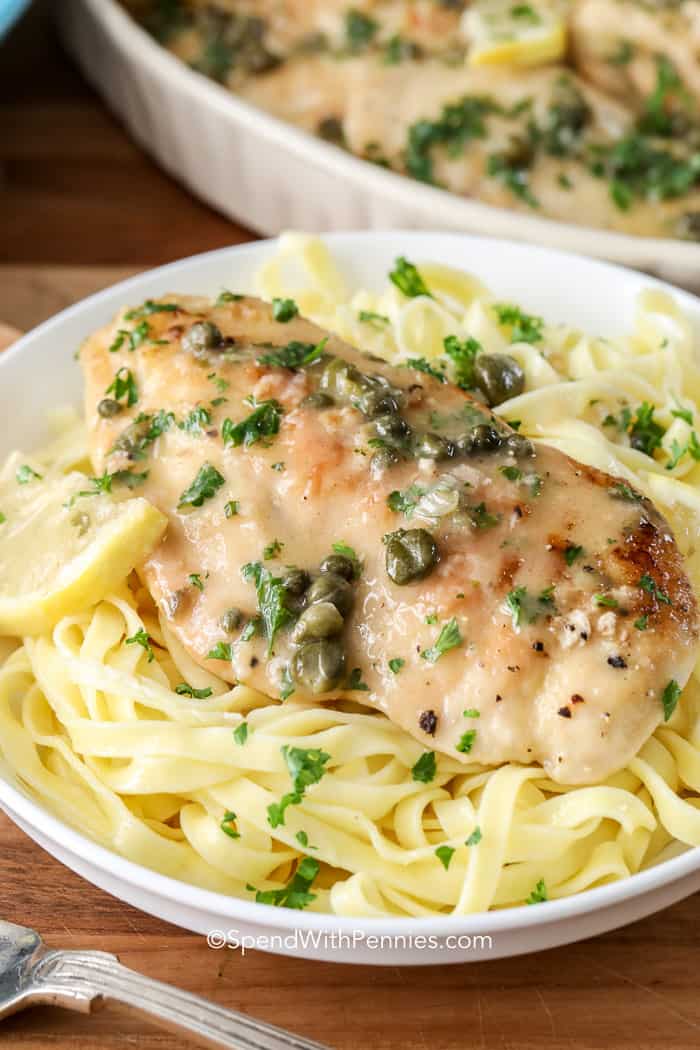 Chicken Piccata with lemon & pasta