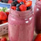 Mixed Berry Smoothie in a jar
