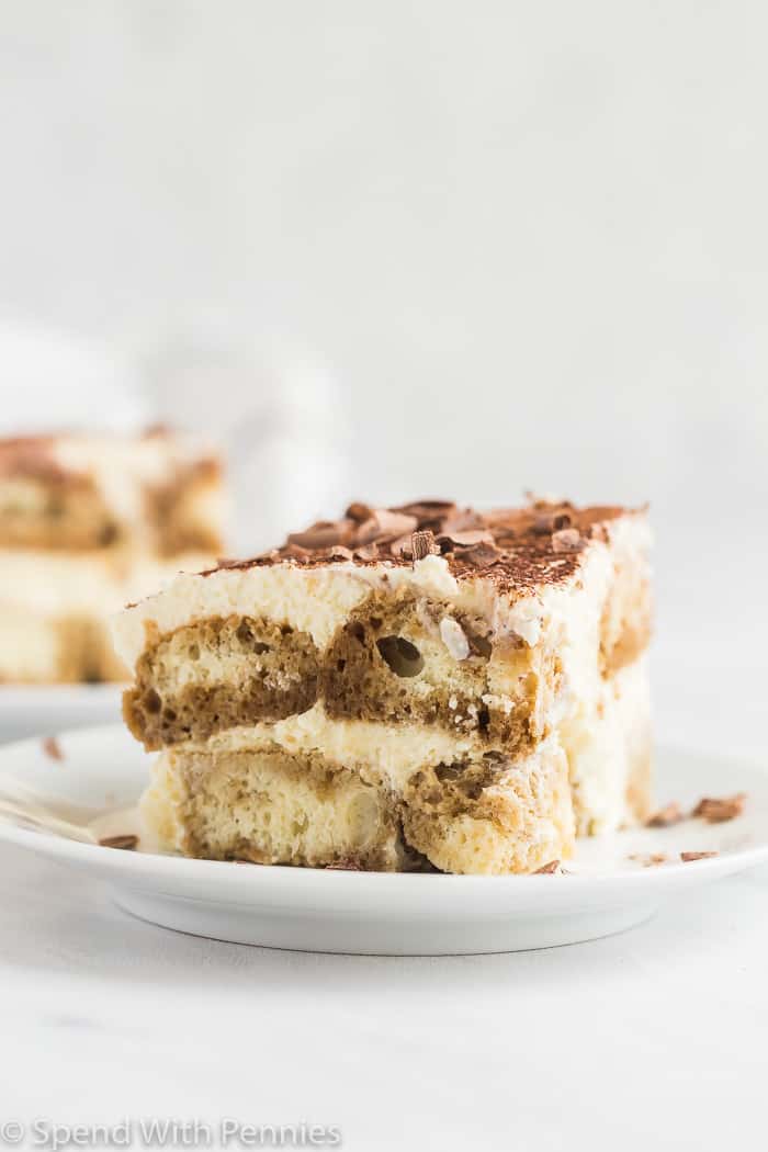 slice of tiramisu on plate