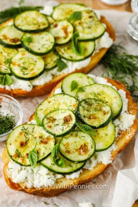 close up of Zucchini Toast